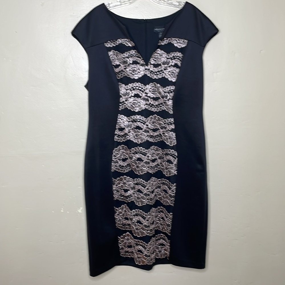 CONNECTED APPAREL Sheath Dress Black & Pink Blush Lace Special Occasion 16